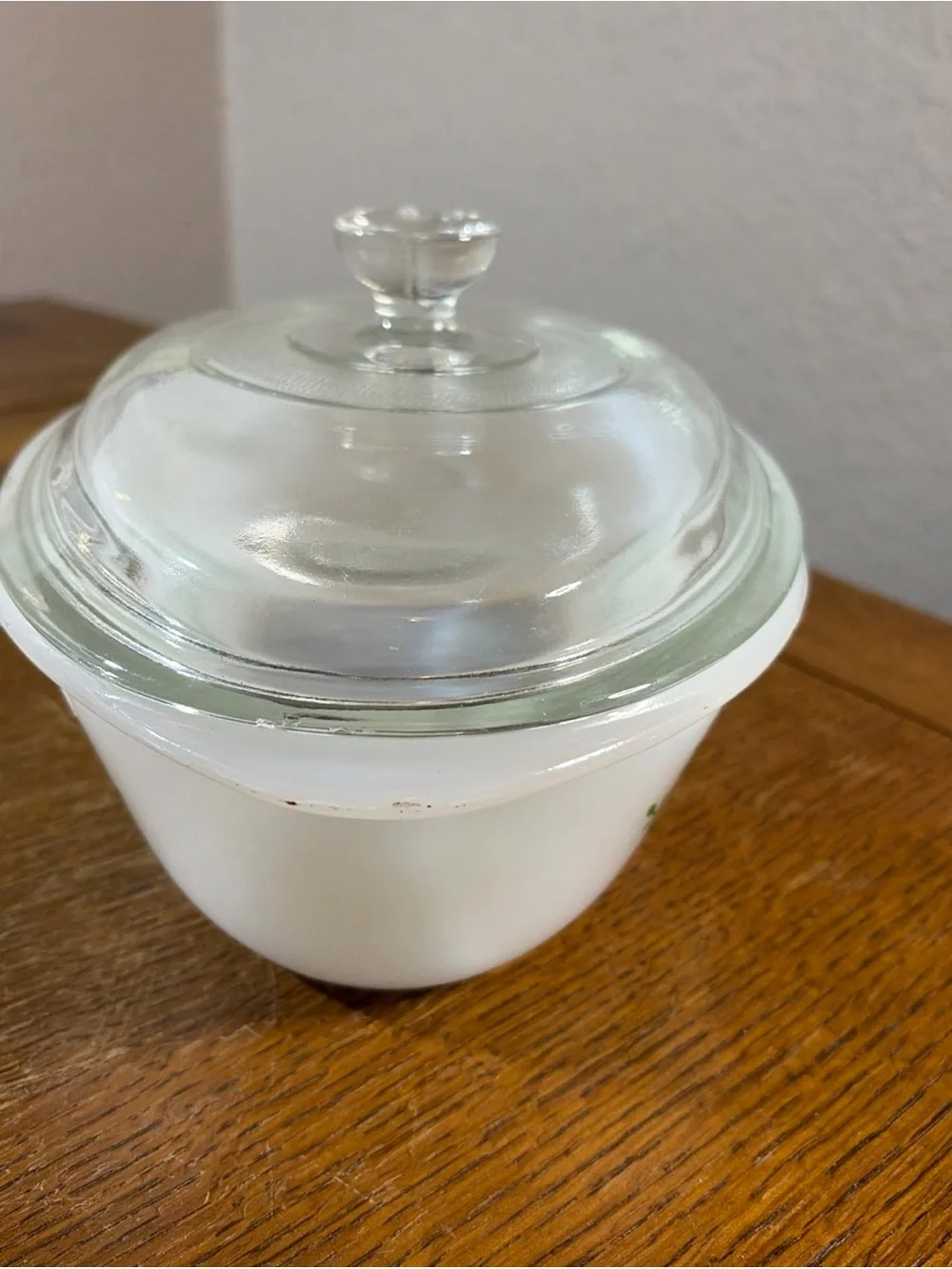 Vintage Glassbake Green Daisy oval casserole dish with lid J235 1 QT